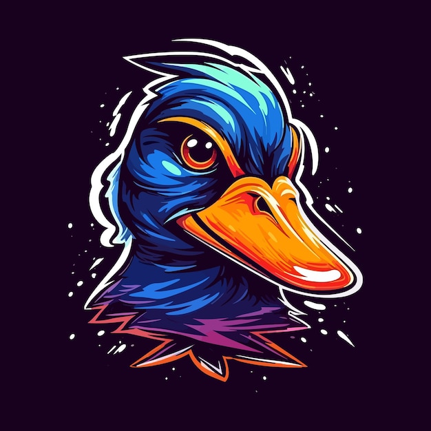Un logo d'une tête de canard conçu dans le style d'illustration esports