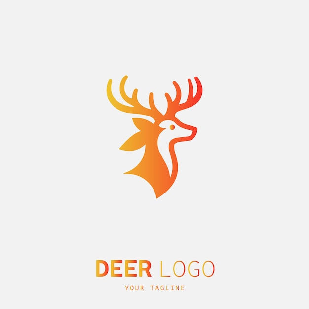 un logo de tête de cerf avec des cornes dessus