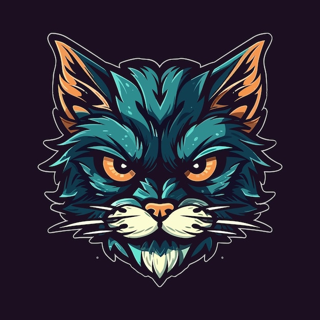 Un logo d'une tête de chat conçu dans le style d'illustration esports