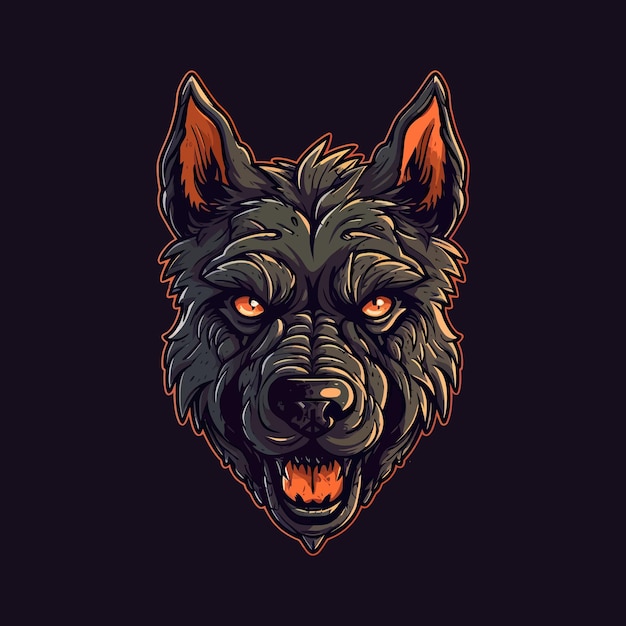 Un logo d'une tête de chien zombie conçu dans un style d'illustration esports