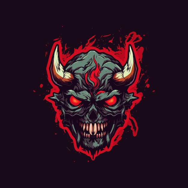 Un Logo D'une Tête De Diable Rouge En Colère Conçu Dans Un Style D'illustration Esports