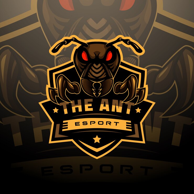 Vecteur logo de tête de fourmi esport