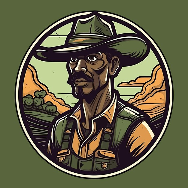 Un logo d'une tête d'homme agriculteur conçu dans le style d'illustration esports