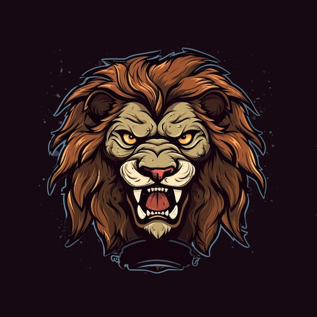 Un logo d'une tête de lion en colère conçu dans un style d'illustration esports