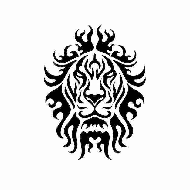 Logo Tête Lion Tribal Conception Tatouage Pochoir Illustration Vectorielle
