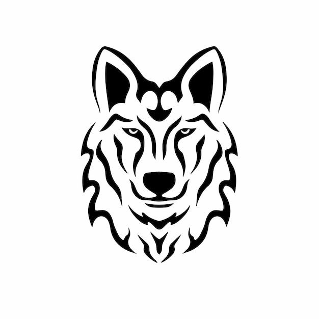 Logo Tête Loup Tribal Conception Tatouage Pochoir Illustration Vectorielle