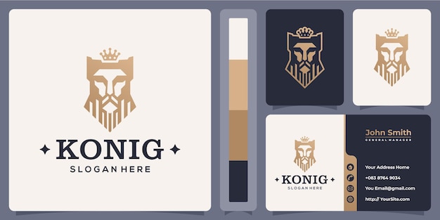 Logo De Tête De Luxe Konig Shah Avec Modèle De Carte De Visite