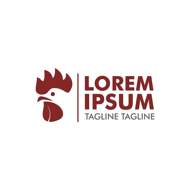 Logo de tête de poulet Sillhoute avec une forme moderne et une couleur rouge