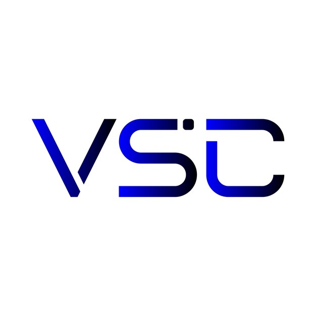 Le logo de texte VSC est une typographie minimaliste moderne, une icône vectorielle, une lettre initiale, un symbole, une conception de logo d'entreprise.