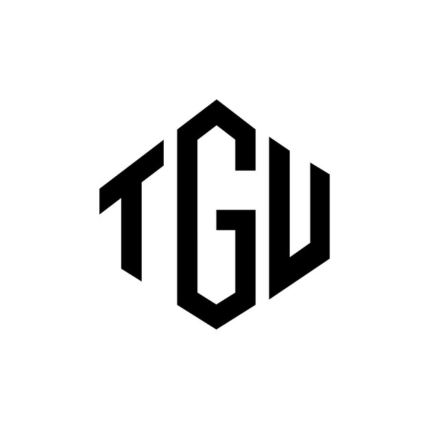 Le logo de TGU est un logo en forme de polygone et de cube, un modèle de logo vectoriel hexagonal, des couleurs blanches et noires, un monogramme, un logo d'entreprise et un logo immobilier.