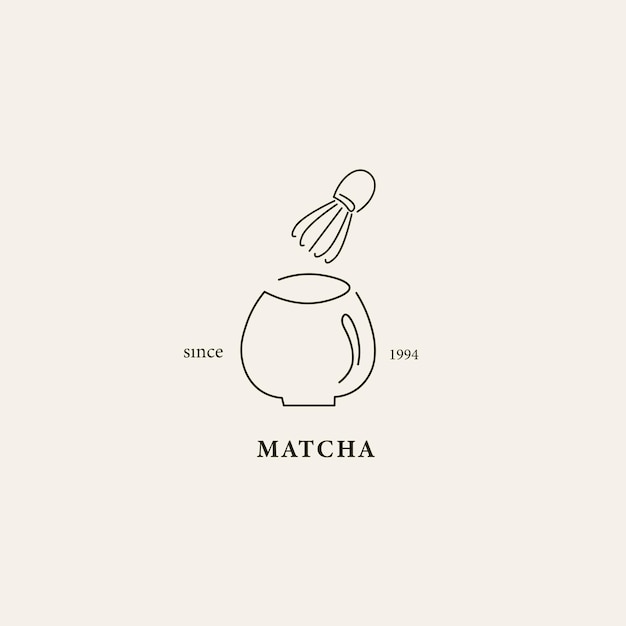 Logo De Thé Matcha Dessin Au Trait