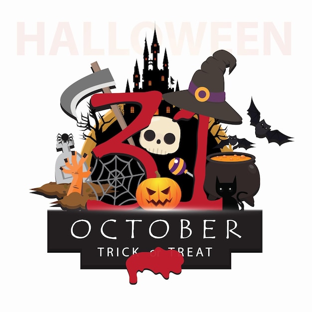 Logo Thème Halloween Avec Chiffres 31 Octobre