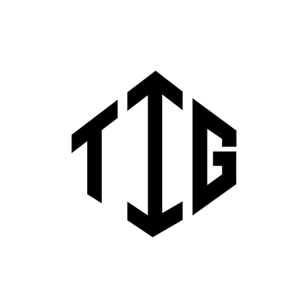 Vecteur le logo tig en forme de polygone et de cube est un modèle de logo vectoriel hexagonal en couleurs blanc et noir, un monogramme d'entreprise et un logo immobilier.