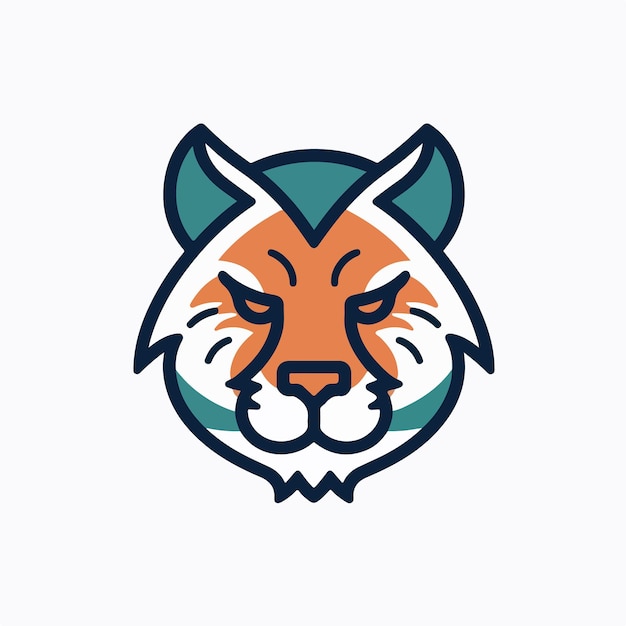 Un Logo Tigre Avec Une Bande Bleue Et Orange.