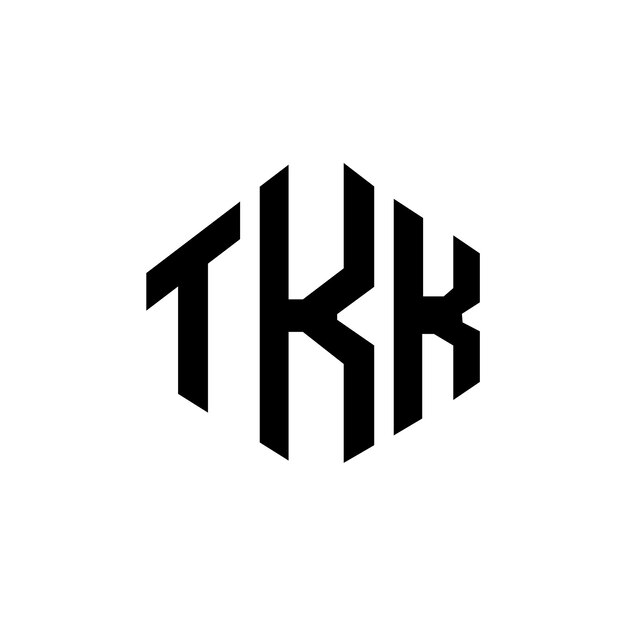 Le logo TKK est un logo en forme de polygone et de cube, un modèle de logo vectoriel hexagonal, des couleurs blanches et noires, un monogramme, un logo d'entreprise et un logo immobilier.