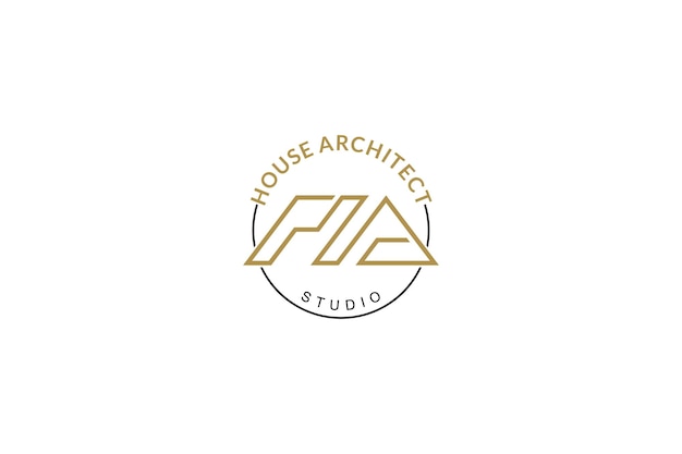 Logo De Toit Avec Lettre Monogramme Ha Pour Architecte De Maison Avec Style D'emblème De Ligne Minimaliste