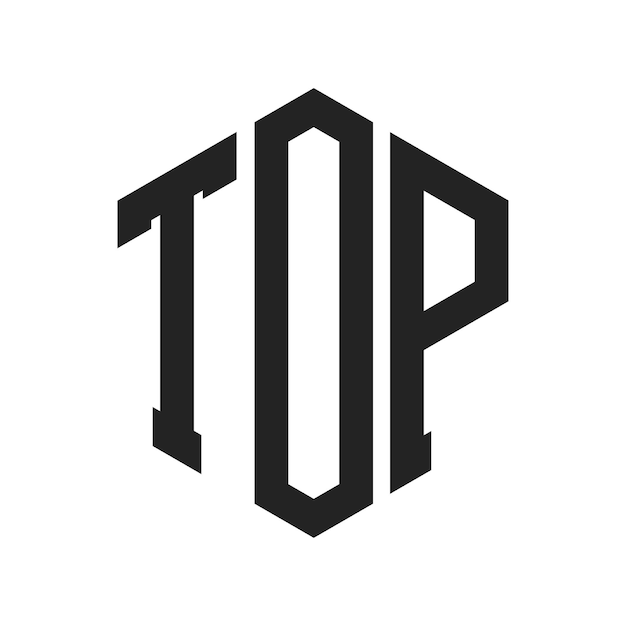 Le logo TOP Design Initial Letter TOP Monogram Logo en utilisant la forme d'hexagone