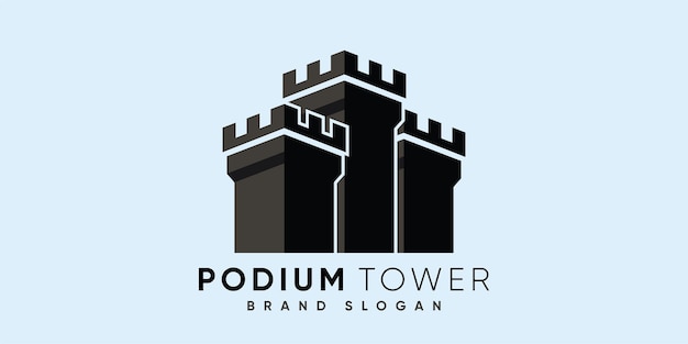 Logo De La Tour Du Podium Avec Vecteur Premium Design Moderne