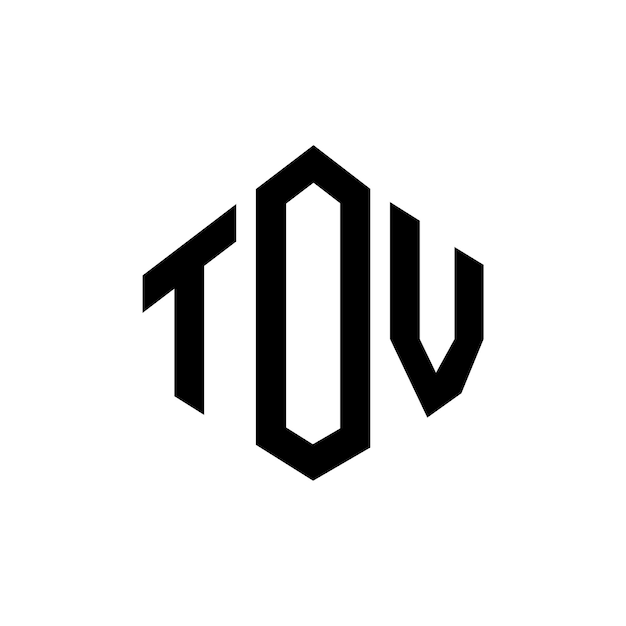 Le logo TOV en forme de lettre avec forme de polygone TOV polygone et forme de cube TOV hexagone modèle de logo vectoriel couleurs blanches et noires TOV monogramme logo d'entreprise et immobilier