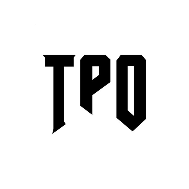 Le logo TPO est une combinaison de couleurs en noir et blanc, le logo TPO vectoriel, l'icône TPO, l'alphabet TPO et la typographie.