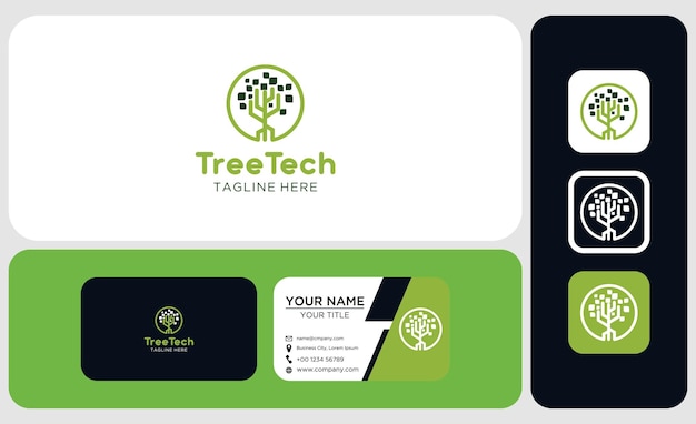 Logo Tree Tech Ou Tree Science Et Conception De Modèle De Carte De Visite