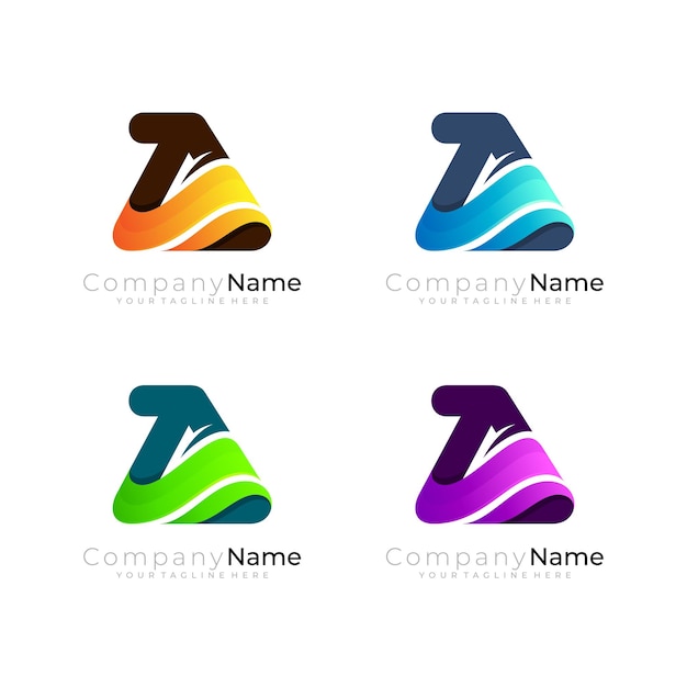 Logo Triangle Avec Logos De Combinaison De Conception De Vague