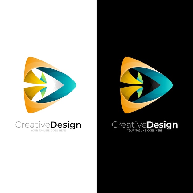Logo triangle avec vecteur de conception de jeu Modèle de logo audio
