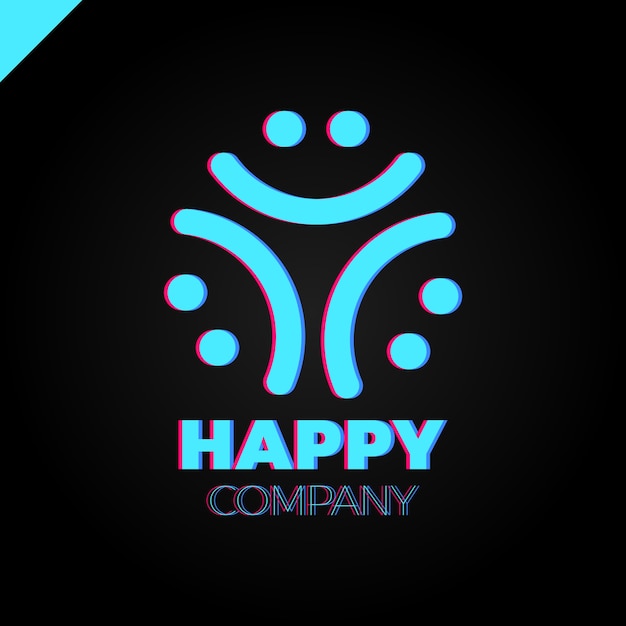 Vecteur logo de trois personnes souriantes - happy community icon