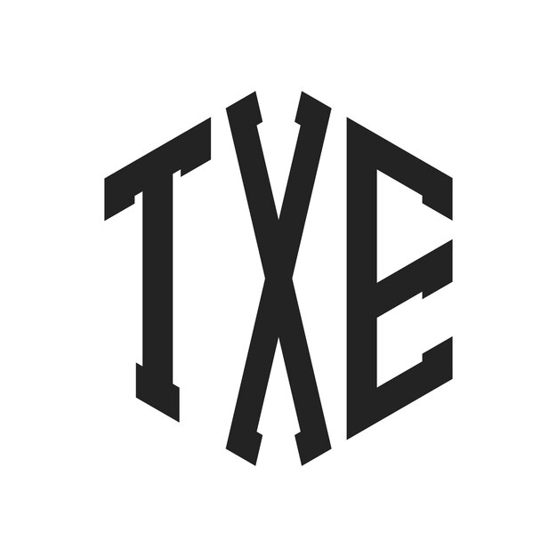 Le logo TXE Design Initial Letter TXE Monogram Logo en utilisant la forme d'hexagone
