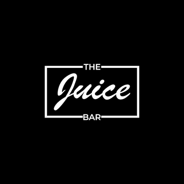 Le logo de la typographie du monogramme du bar à jus sur fond noir