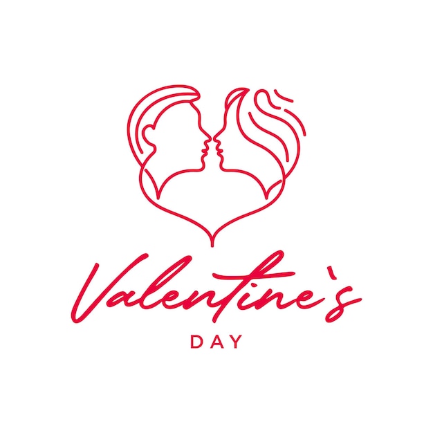 Logo De Typographie Happy Valentines Day Avec Texte De Calligraphie Manuscrite. Petit Ami Et Petite Amie