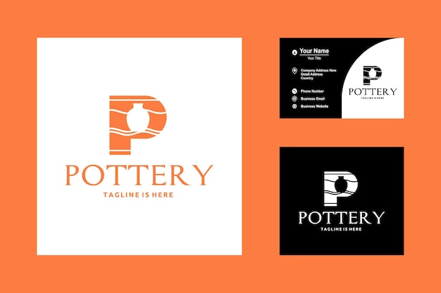 Vecteur logo typographique lettre p monogramme style de luxe avec poterie lettrage icône logo vector design