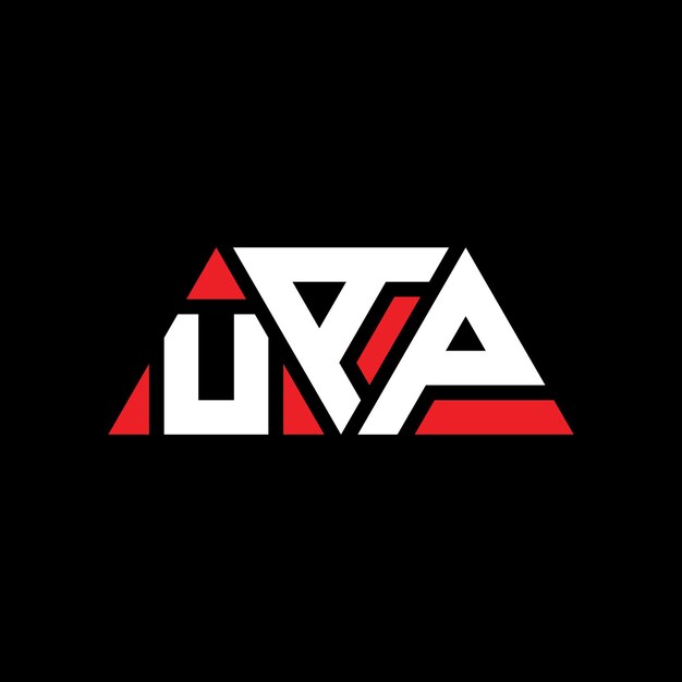 Vecteur le logo de l'uap est un triangle en forme de triangle, un monogramme, un modèle de logo vectoriel en couleur rouge, un logo triangulaire, un logo simple, élégant et luxueux.