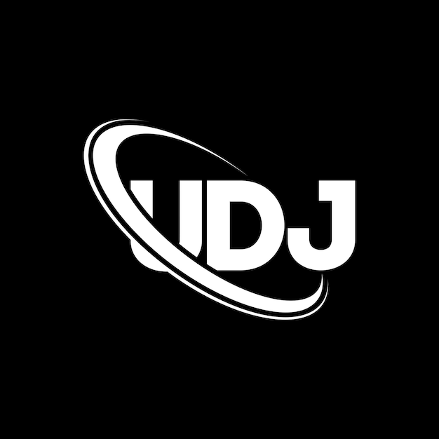 Vecteur le logo udj est une lettre udj, une initiale udj, liée à un cercle et à des majuscules, un monogramme udj et une typographie udj pour les entreprises technologiques et les marques immobilières.