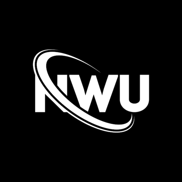 Vecteur le logo de l'université de new york (nwu) est un logo d'initiales relié à un cercle et à un monogramme en majuscules, une typographie de l'université de new york pour les entreprises technologiques et la marque immobilière.