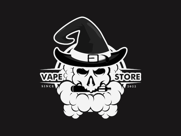 logo vape tête de mort assistant, logo boutique vape, logo vintage crâne vape