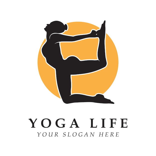 Logo et vecteur de yoga avec modèle de slogan