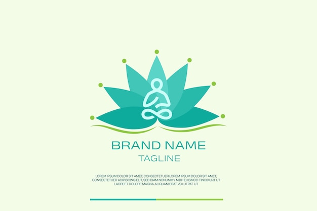 Vecteur logo vector yoga meditation wellness avec un style de ligne propre et élégant