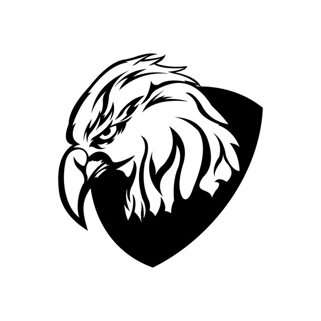 Logo Vectoriel De L'aigle De Sécurité Noir Et Blanc