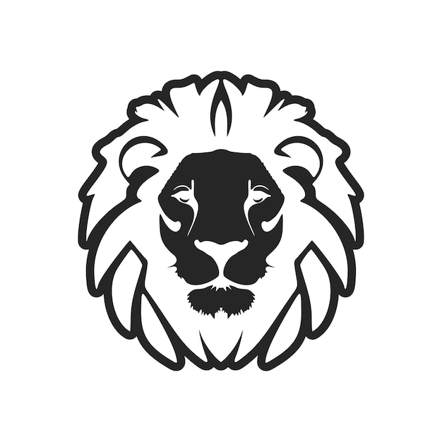 Le logo vectoriel blanc noir chic du lion isolé