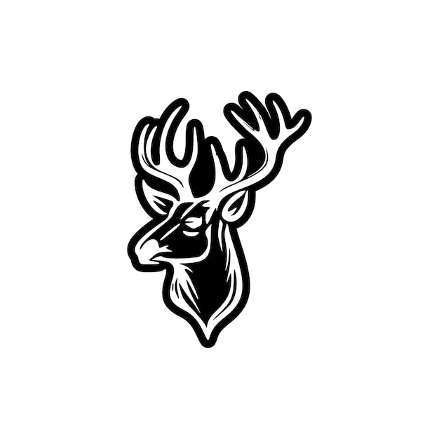 Un logo vectoriel d'un cerf en noir blanc et simpliste