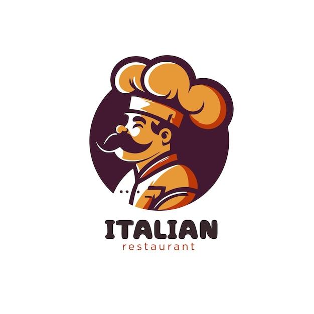 Logo Vectoriel D'un Chef Avec Une Barbe Et Une Moustache Dans Une Casquette