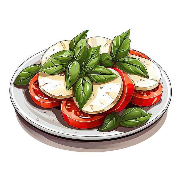 Vecteur logo vectoriel de dessin animé caprese vector de salade à fond blanc