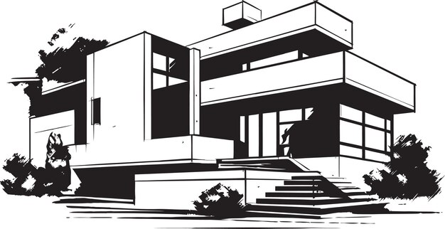 Vecteur le logo vectoriel du projet de maison est symétrique, la vision duplex est l'idée de l'esquisse dans le vecteur ic.
