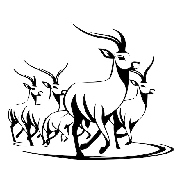Logo Vectoriel De La Famille Des Cerfs Sur Fond Blanc Pour La Conception De Votre Site Web