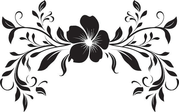 Vecteur logo vectoriel floral dessiné à la main, fleurs complexes, logo vectoriel artisanal, flore noire, logo vectiel avec dessin à la main