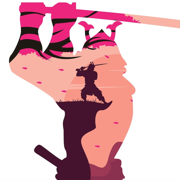 Vecteur logo vectoriel illustration samouraï