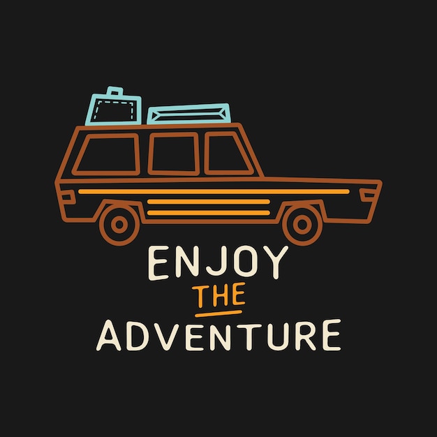 Logo Vectoriel Avec Image De Voiture Et Texte Enjoy The Adventure