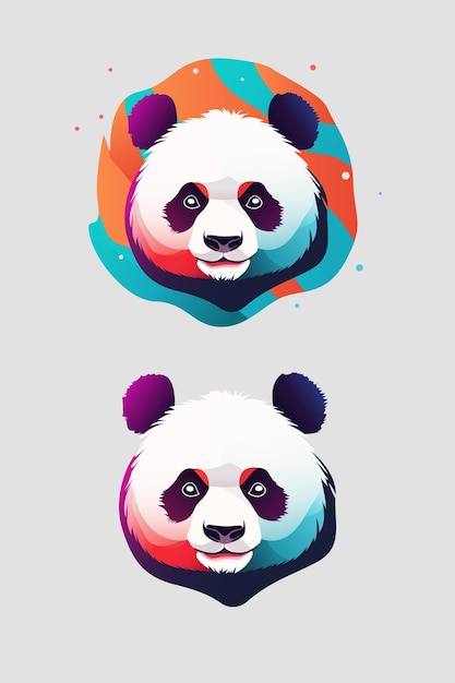 Logo Vectoriel Lumineux Visage Ours Panda Bête Logo Signe Symbole