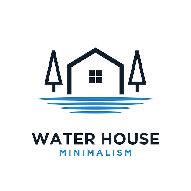 Logo Vectoriel De Minimalisme Eau Maison